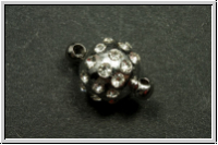 Magnetverschluss "Kugel mit Zirkonen", 16x10mm, antiksilberfb., Messing, 1 Stk.
