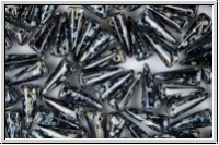 Spike Beads, 5x13mm, black, opaque, picasso, 10 Stk.