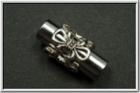 Magnetverschluss "S�ule mit Lilie", 20x10mm, antiksilberfb., Messing, 1 Stk.
