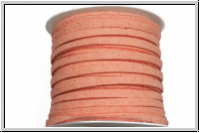 Wildlederimitat-Band, 2,5x1,25mm, flach, salmon, 1 Spule/5m