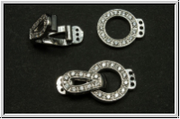Fold over clasp "Kreis", 21x12mm, antiksilberfb., Messing, 1 Stk.