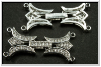 Fold over clasp "Madonna mit Zirkonen", 33x15mm, antiksilberfb., Messing, 1 Stk.