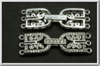 Fold over clasp "Hufeisen mit Zirkonen", 34x10mm, antiksilberfb., Messing, 1 Stk.