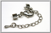 Crimpenden, folding, 8x4mm, silberfb., Messing, mit Karabiner u. Kette, 1 Stk.