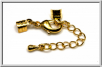 Crimpenden, folding, 8x4mm, goldfb., Messing, mit Karabiner u. Kette, 1 Stk.