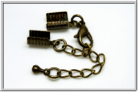 Crimpenden, folding, 12x5mm, antikmessingfb., Eisen, mit Karabiner u. Kette, 1 Stk.