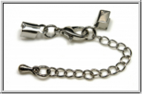 Crimpenden, folding, 9x4mm, antiksilberfb., Messing, mit Karabiner u. Kette, 1 Stk.
