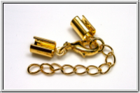 Crimpenden, 10x4mm, goldfb., Messing, mit Karabiner u. Kettchen, 1 Stk.