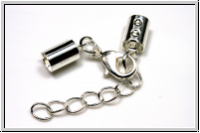 Crimpenden, 10x4mm, silberfb., Messing, mit Karabiner u. Kettchen, 1 Stk.