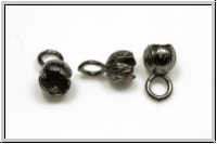 Crimpenden "Bl�tenknospe", 11x6mm, hematitefb., Messing, 2 Stk.