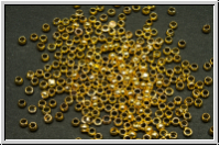 Quetschperlen, rund, ca. 1,3x2mm, goldfb., Messing, 50 Stk.