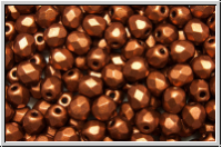 B�hm. Glasschliffperle, feuerpol., 4mm, copper, dk., met., satin, 50 Stk.