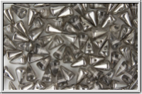 Baby Spike Beads, 5x8mm, crystal, trans., half chrome, 20 Stk.