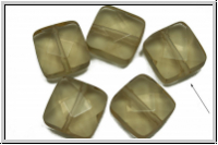 B�hm. Glasperle, Quadrat, facetiert, 10x10x5,4mm, amber, lt., trans., 5 Stk.