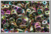 SD-23980-29443, SuperDuo Beads, black, op., full vitrail green, 10g