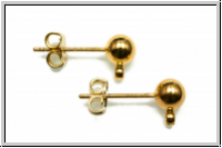 Ohrstecker "Kugel mit �se", 5mm, goldfb., Messing, 1 Paar