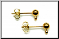 Ohrstecker "Kugel mit �se", 4mm, goldfb., Messing, 1 Paar