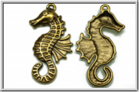 Anh�nger "Sea Horse", 38x20mm, antikgoldfb., Tibetsilber, 1 Stk.