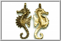 Anh�nger "Sea Horse", 29x12mm, antikgoldfb., Tibetsilber, 1 Stk.