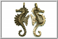 Anh�nger "Sea Horse", 29x12mm, antikmessingfb., Tibetsilber, 1 Stk.