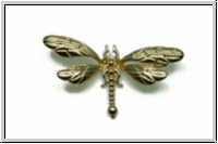 Anh�nger/Cabochon "Dragonfly 3D", 12x31mm, matt goldfb., Metall, 1 Stk.