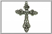 Anh�nger "Kreuz m. Zirkonen" (Statement), 70x48x6mm, antiksilberfb., Metall, 1 Stk.
