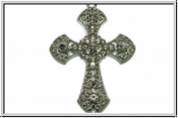 Anh�nger "Kreuz m. Zirkonen" (Statement), 65x45x5mm, antiksilberfb., Metall, 1 Stk.