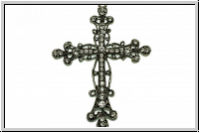 Anh�nger "Kreuz m. Zirkonen" (Statement), 108x80x6mm, antiksilberfb., Metall, 1 Stk.