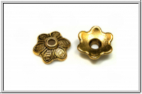 Perlenkappe "Leiterblume", 3x10mm, antikgoldfb., Tibetsilber, 10 Stk.