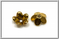 Perlenkappe "Geranium", 3,5x8,5mm, antikgoldfb., Tibetsilber, 2 Stk.