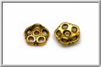 Perlenkappe "Kreise", 2x8mm, antikgoldfb., Tibetsilber, 10 Stk.