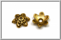 Perlenkappe "Pointed Flower", 2,5x10mm, antikgoldfb., Tibetsilber, 10 Stk.