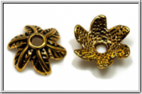 Perlenkappe "Blattkranz", 11x4mm, antikgoldfb., Tibetsilber, 10 Stk.