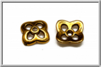 Perlenkappe "Flat Flower", 3x11mm, antikgoldfb., Tibetsilber, 10 Stk.