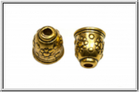 Perlenkappe (-cone) "Sunflower", 11x10mm, antikgoldfb., Tibetsilber, 1 Stk.