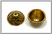 Perlenkappe "Drop Spiral", 10,5x5mm, antikgoldfb., Tibetsilber, 2 Stk.