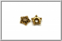 Perlenkappe "P�nktchenstern", 2x5mm, antikgoldfb., Tibetsilber, 10 Stk.