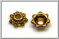 Perlenkappe "Daisy", 5x3mm, antikgoldfb., Tibetsilber, 10 Stk.