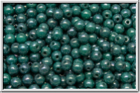b�hm. Glasperle, rund, 3mm, turquoise, op., nebula, 50 Stk.