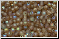 b�hm. Glasperle, rund, 3mm, crystal, trans., brown AB, matte, 50 Stk.
