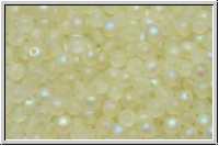 b�hm. Glasperle, rund, 3mm, crystal, trans., green AB, matte, 50 Stk.