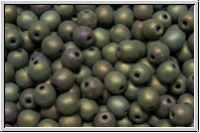 b�hm. Glasperle, rund, 4mm, brown, met., iris., matte, 50 Stk.