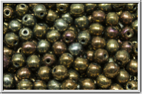 b�hm. Glasperle, rund, 4mm, brown, met., iris., 50 Stk.