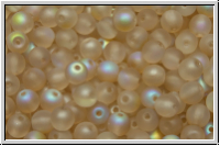 b�hm. Glasperle, rund, 4mm, crystal, trans., lemon AB, matte, 50 Stk.