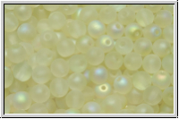 b�hm. Glasperle, rund, 4mm, crystal, trans., green AB, matte, 50 Stk.