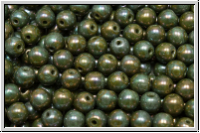 b�hm. Glasperle, rund, 4mm, olivine, op., nebula, 50 Stk.