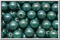 b�hm. Glasperle, rund, 6mm, Farbe, turquoise, op., nebula, 25 Stk.