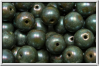 b�hm. Glasperle, rund, 8mm, olivine, dk., op., nebula, 10 Stk.