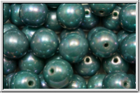b�hm. Glasperle, rund, 8mm, aqua, op., nebula, 10 Stk.