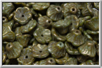 Bl�ten "Flower Cups", 5x7mm, olivine, dk., op., nebula, 25 Stk.